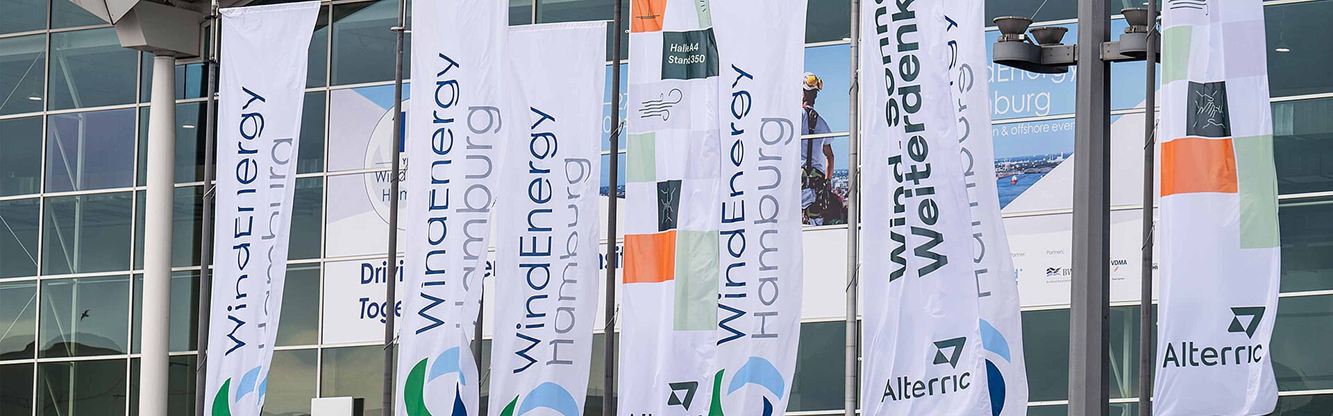WindEnergy Hamburg 2024 - Flags at the Central Entrance